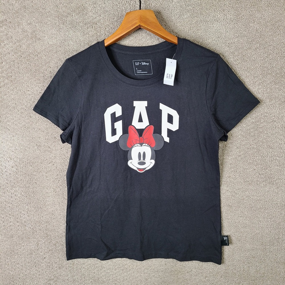Gap Shirt Womens Large Black Minnie Mouse Graphic Tee‎ Cotton Short Sleeve NEW